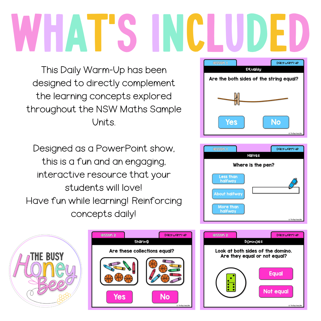 Early Stage 1 Australian | NSW Math Daily Review | Warm-Up Unit 15 - Warm Up | Revision
