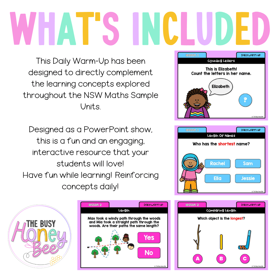 Early Stage 1 Australian | NSW Math Daily Review | Warm-Up Unit 17 - Warm Up | Revision