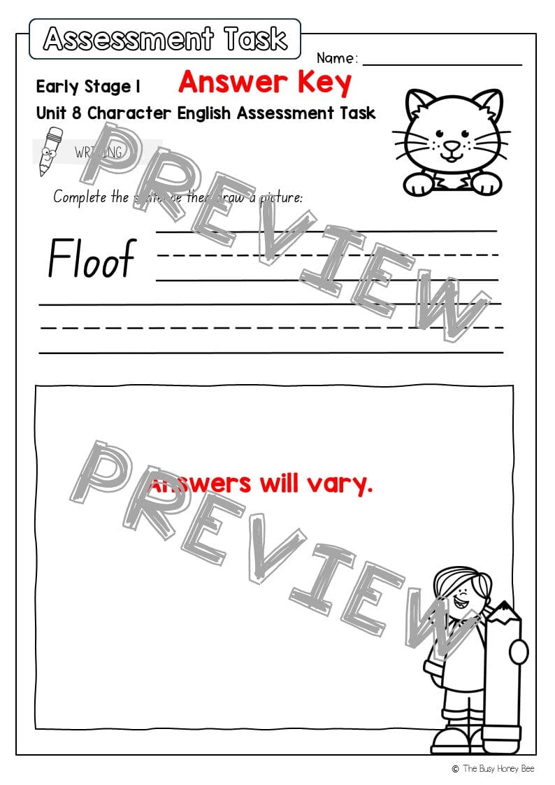 Early Stage 1 English Assessment Unit 8 Character - Assessment