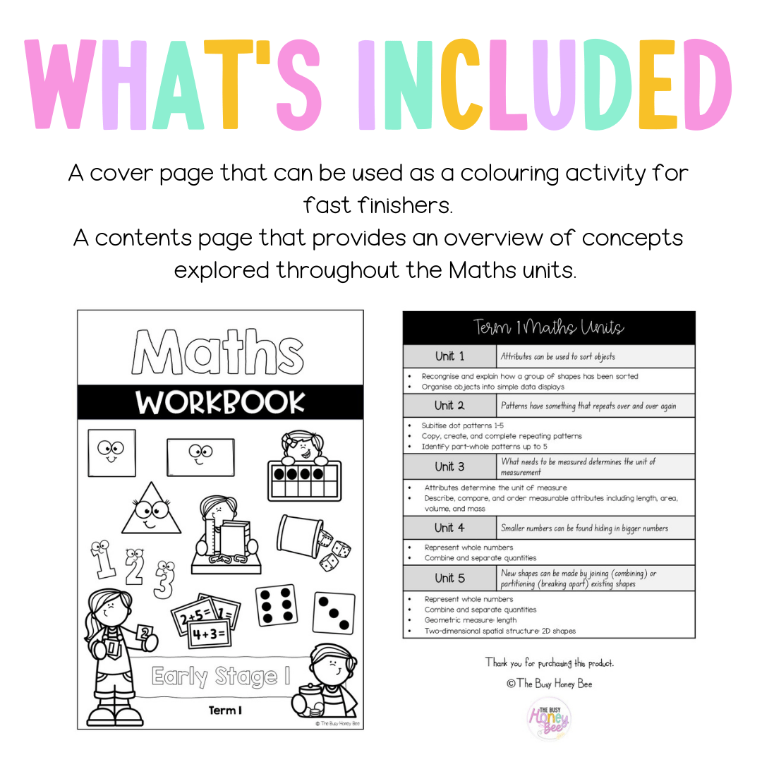 Early Stage 1 NSW Maths Workbook Term 1 - Workbook | Worksheets