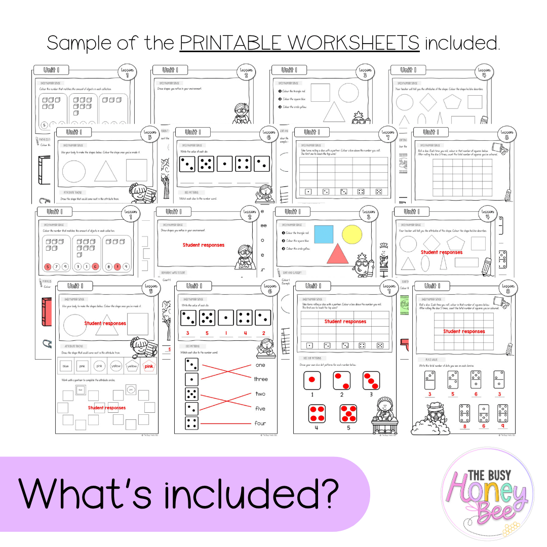 Early Stage 1 NSW Maths Worksheets Unit 1 - Workbook | Worksheets