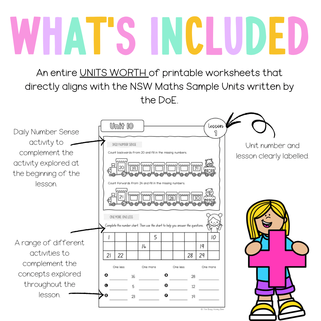 Early Stage 1 NSW Maths Worksheets Unit 10 - Workbook | Worksheets