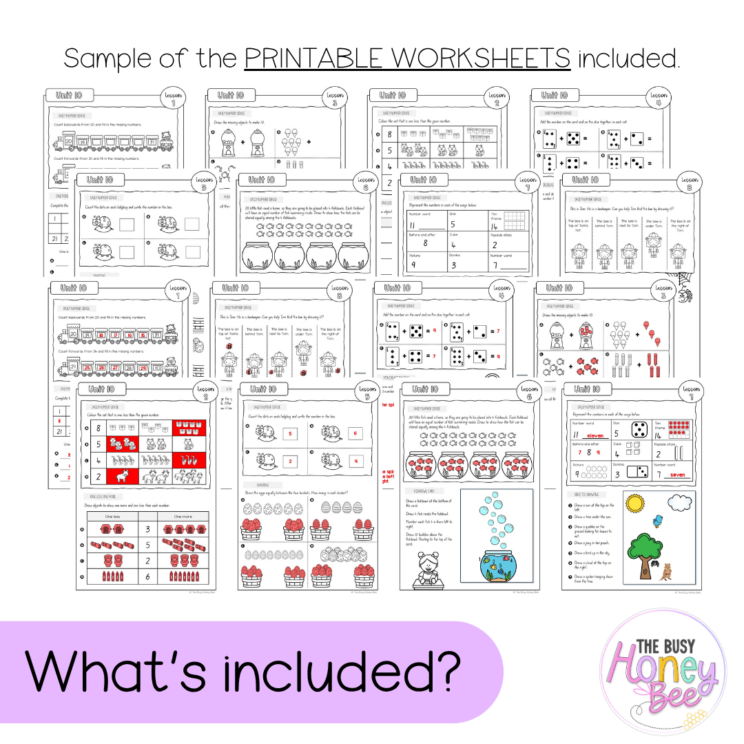 Early Stage 1 NSW Maths Worksheets Unit 10 - Workbook | Worksheets