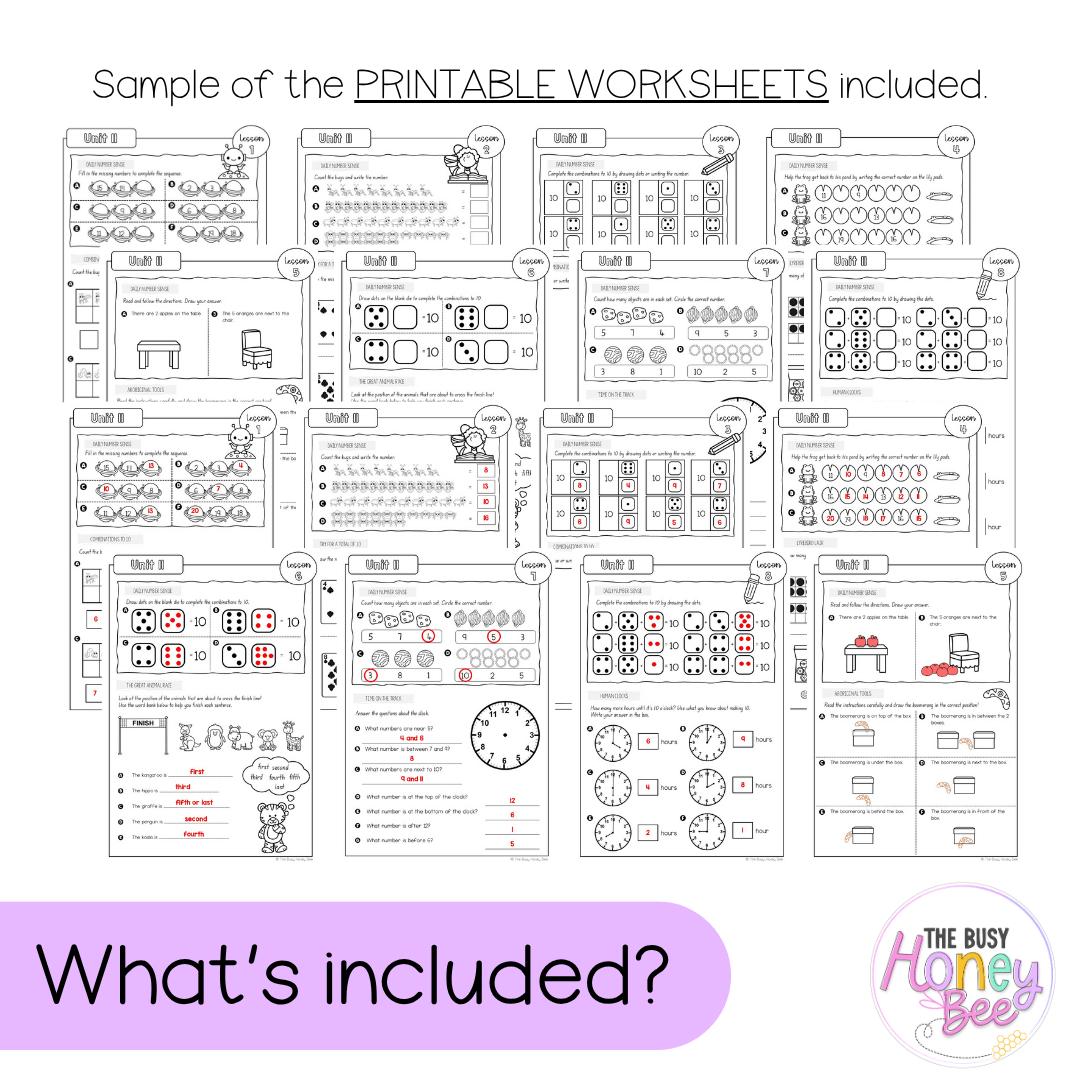 Early Stage 1 NSW Maths Worksheets Unit 11 - Workbook | Worksheets