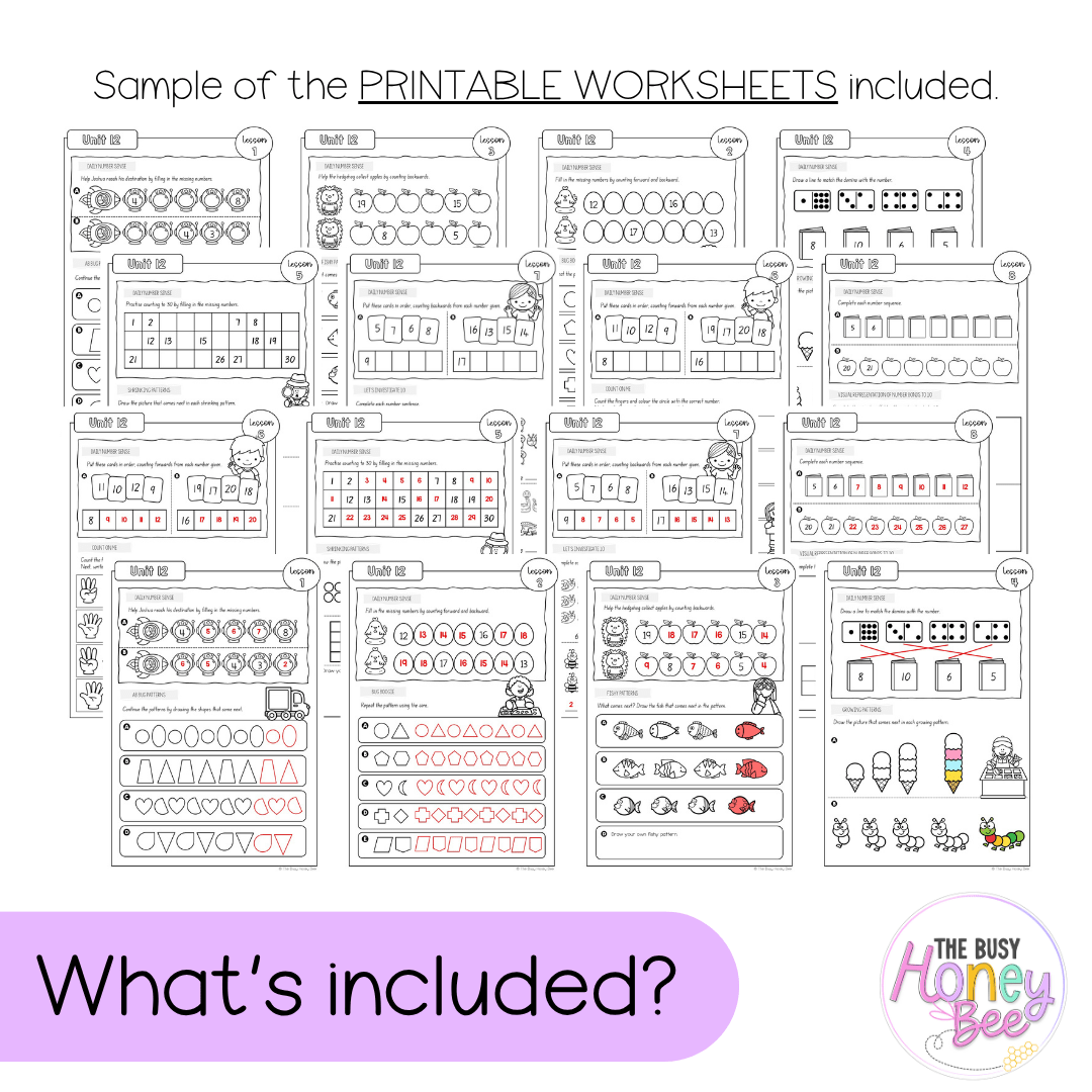 Early Stage 1 NSW Maths Worksheets Unit 12 - Workbook | Worksheets