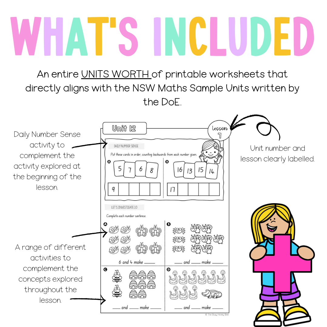 Early Stage 1 NSW Maths Worksheets Unit 12 - Workbook | Worksheets