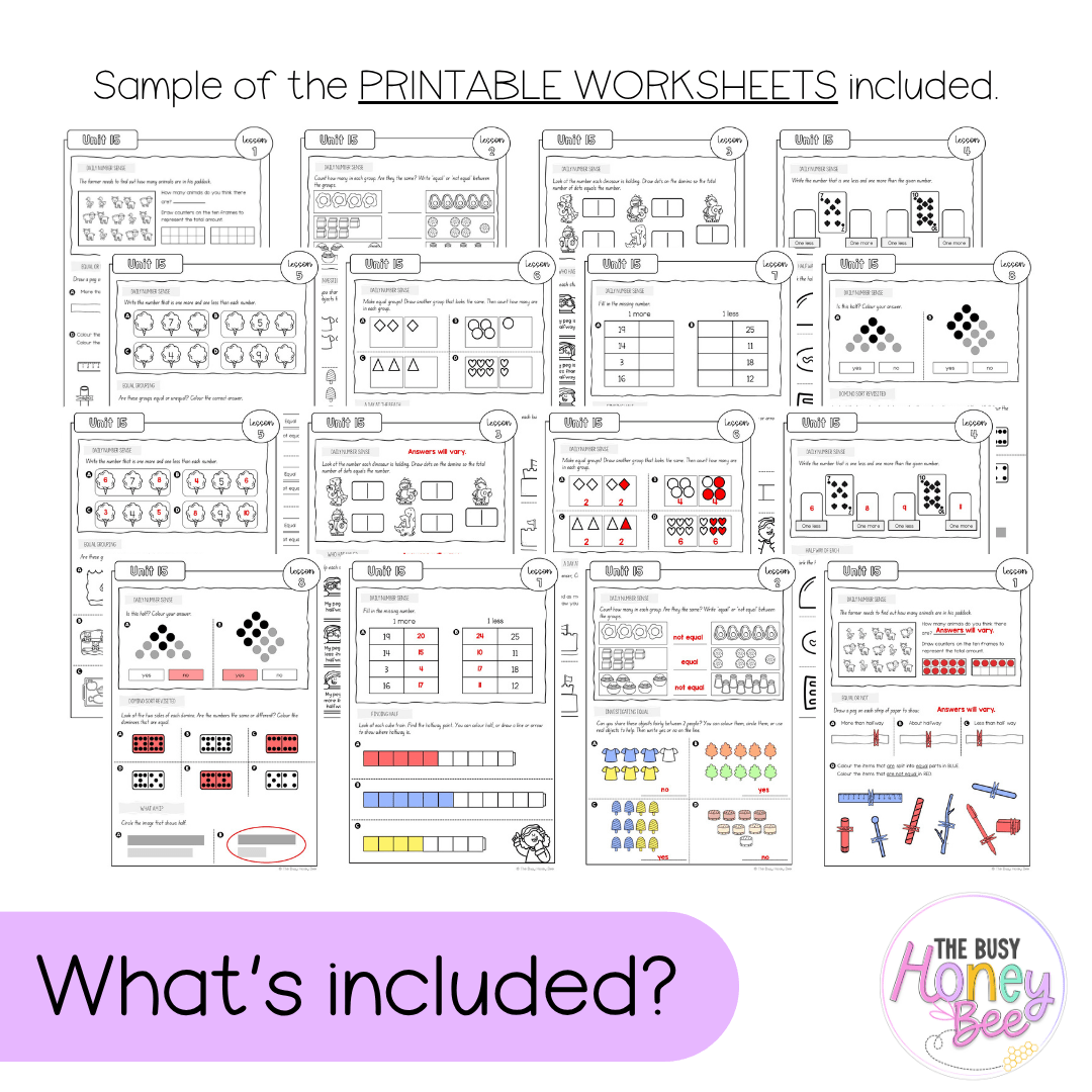 Early Stage 1 NSW Maths Worksheets Unit 15 - Workbook | Worksheets