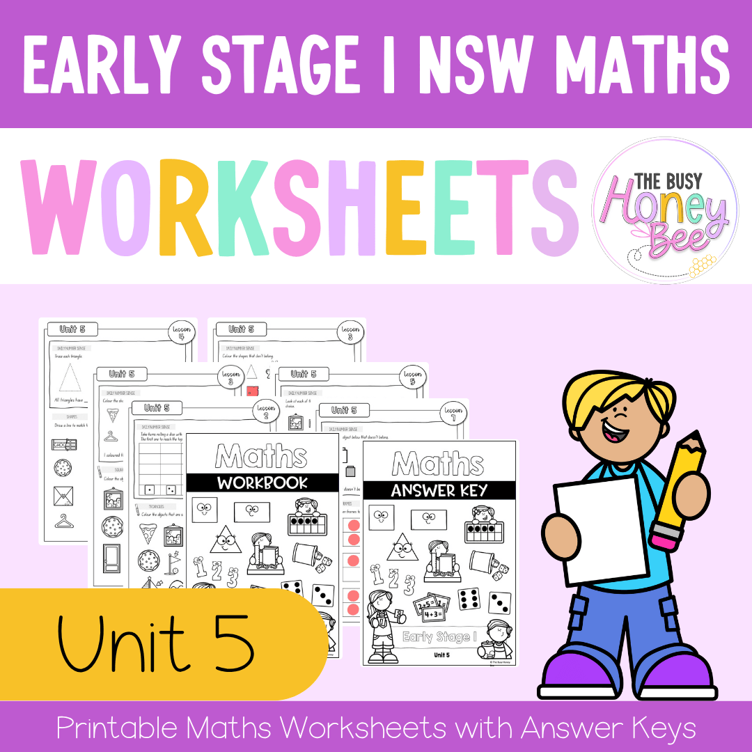 Early Stage 1 NSW Maths Worksheets Unit 5 - Workbook | Worksheets