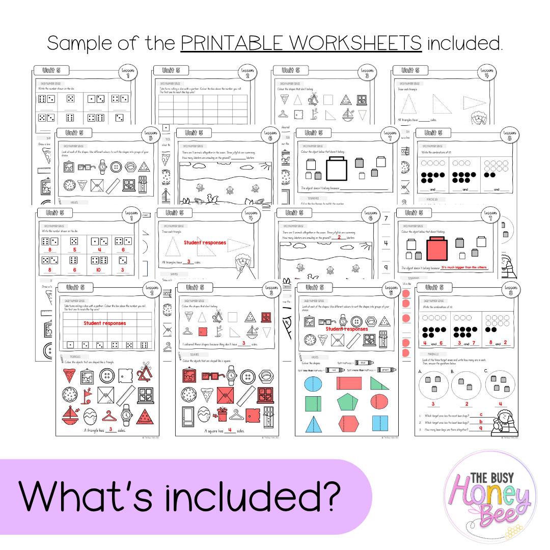 Early Stage 1 NSW Maths Worksheets Unit 5 - Workbook | Worksheets