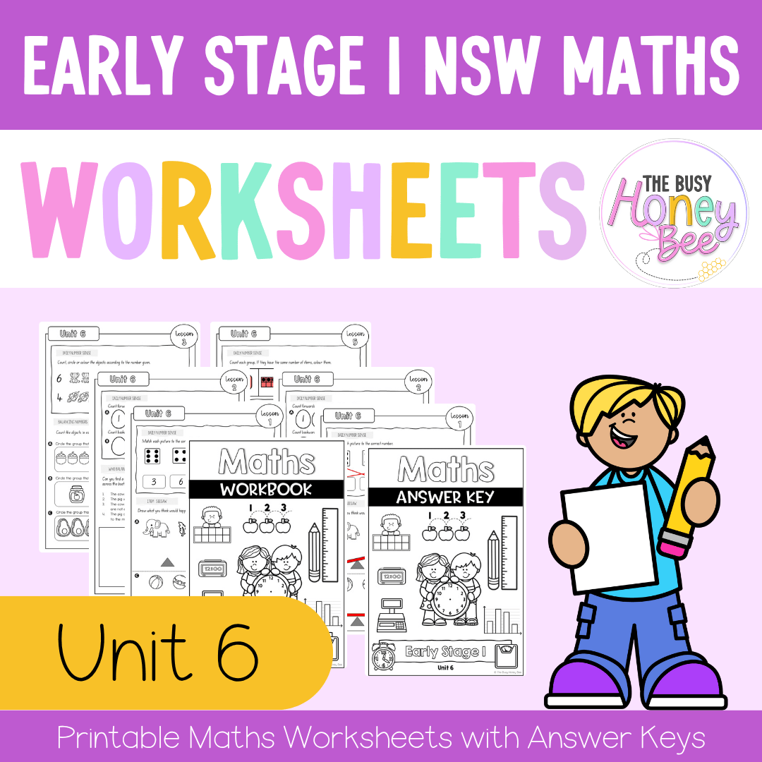 Early Stage 1 NSW Maths Worksheets Unit 6 - Workbook | Worksheets