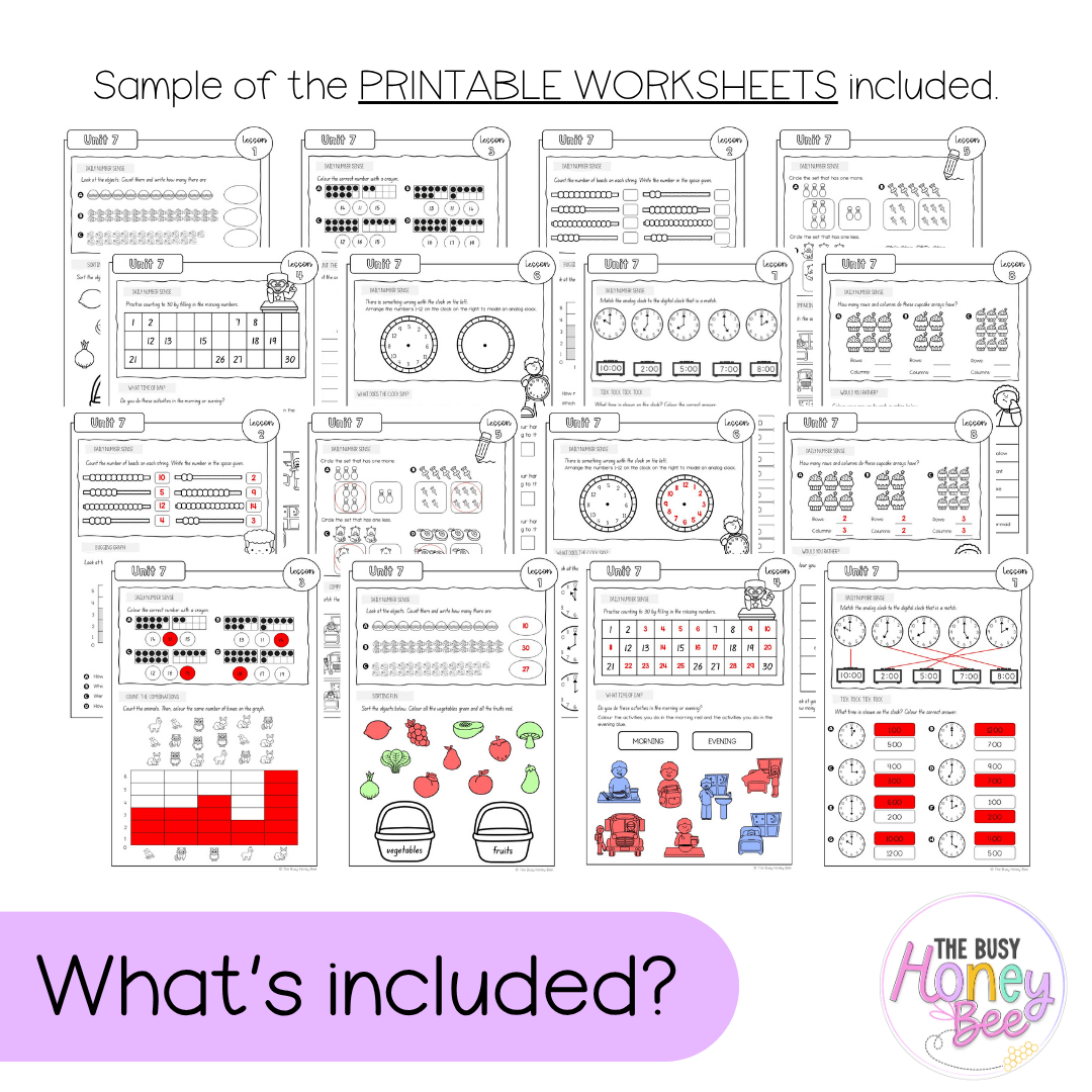 Early Stage 1 NSW Maths Worksheets Unit 7 - Workbook | Worksheets