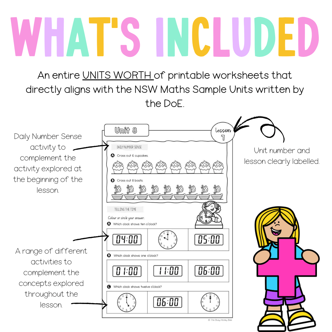 Early Stage 1 NSW Maths Worksheets Unit 8 - Workbook | Worksheets