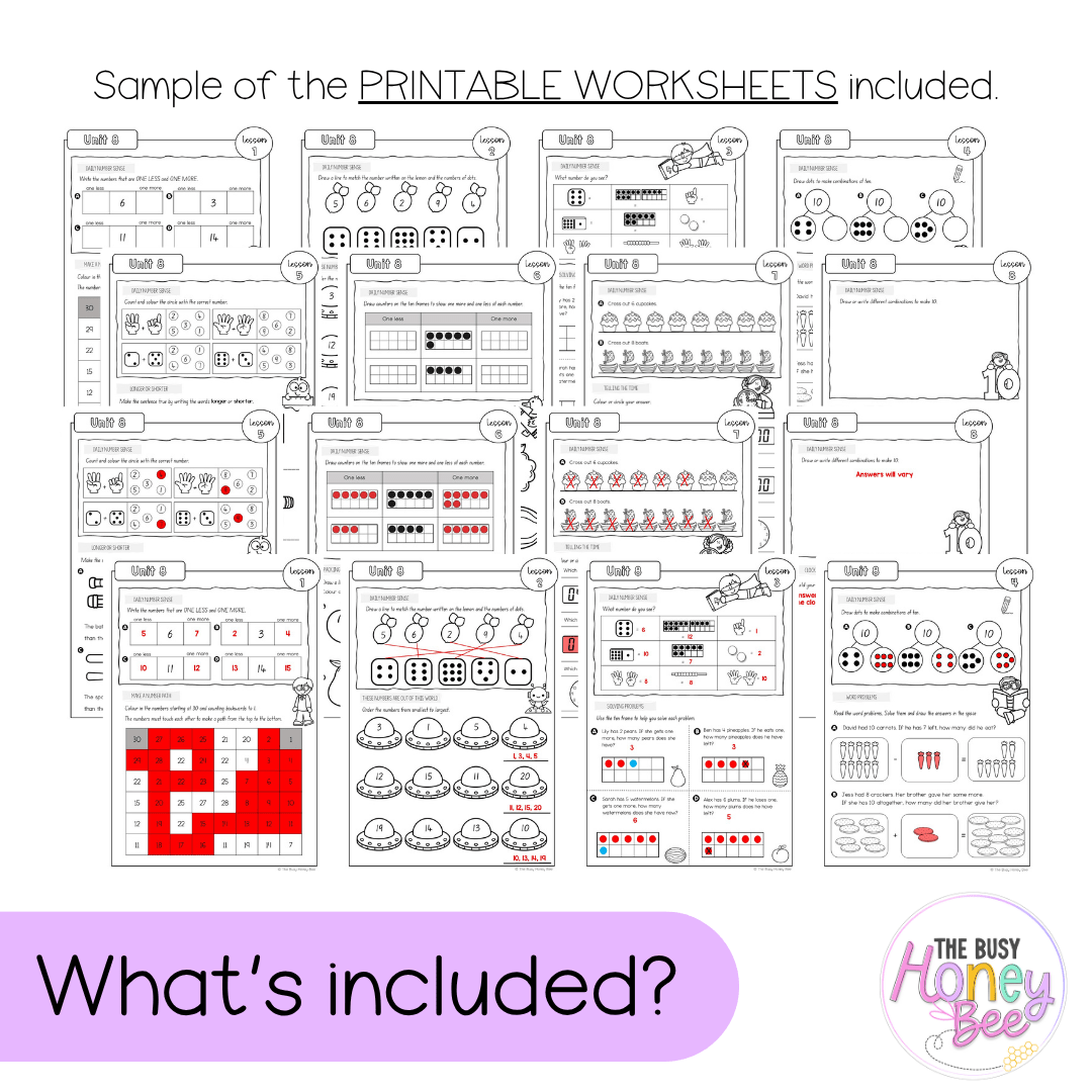 Early Stage 1 NSW Maths Worksheets Unit 8 - Workbook | Worksheets