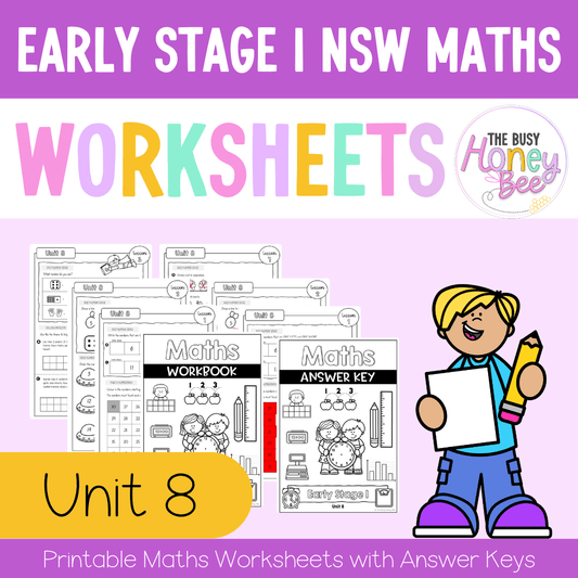 Early Stage 1 NSW Maths Worksheets Unit 8 - Workbook | Worksheets