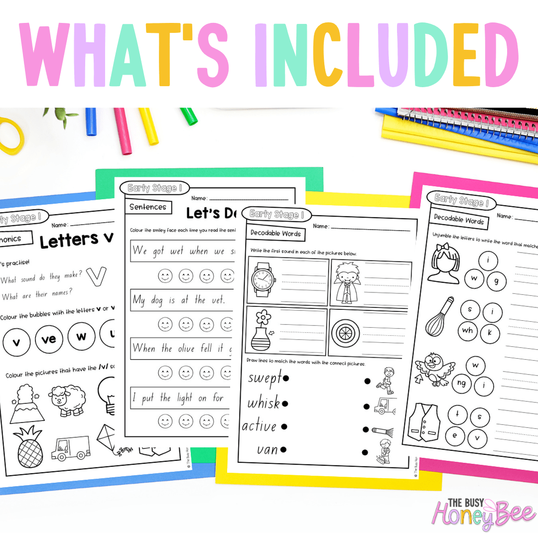 Early Stage 1 Reading Pod 11 - w, wh, v, ve - Teaching Bundle