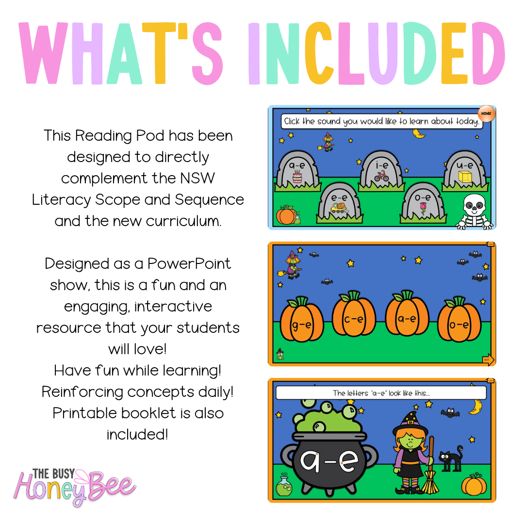 Early Stage 1 Reading Pod 13 - a-e, i-e, u-e, e-e, o-e - Teaching Bundle