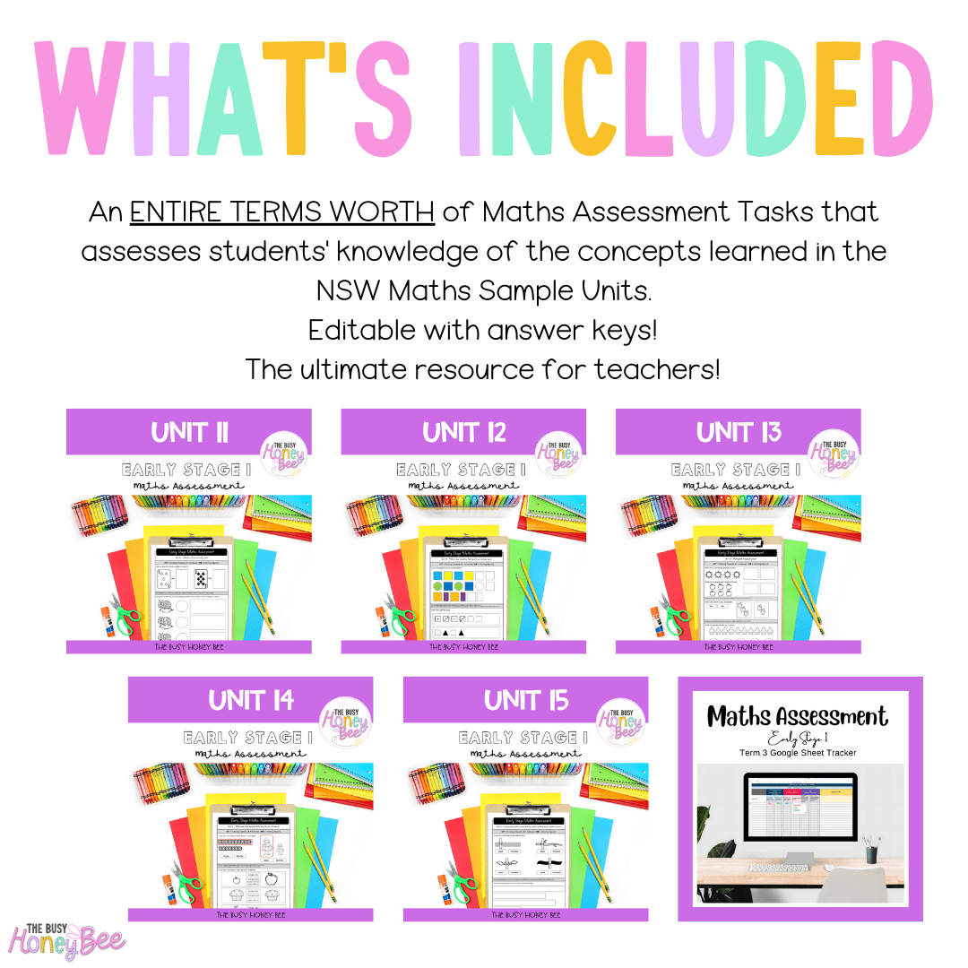 Early Stage 1 Term 3 Maths Assessment Bundle - Assessment