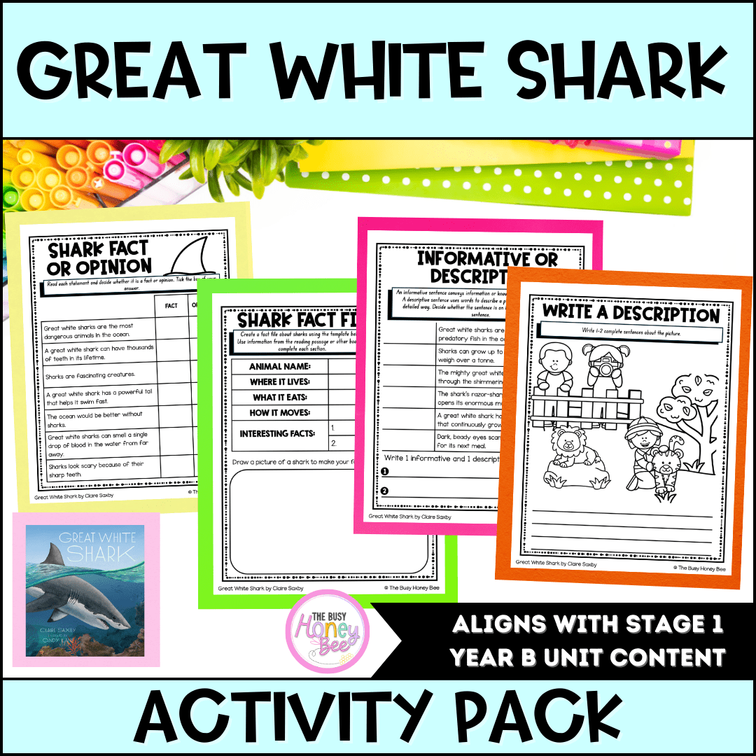 Great White Shark by Claire Saxby Activity Pack -