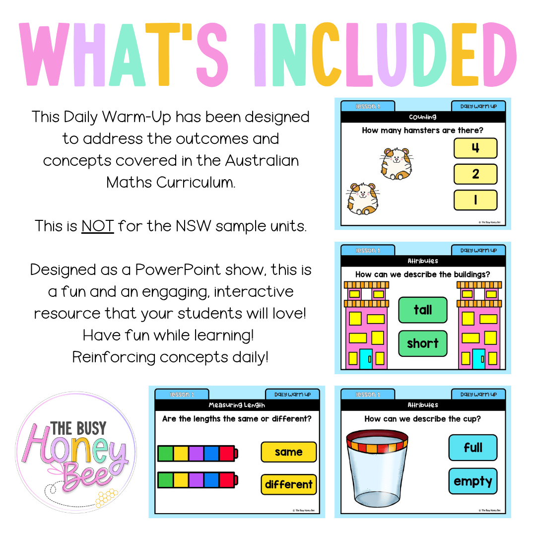 Kindergarten/Prep Australian | Math Daily Review | Warm-Up 3 - Warm Up | Revision