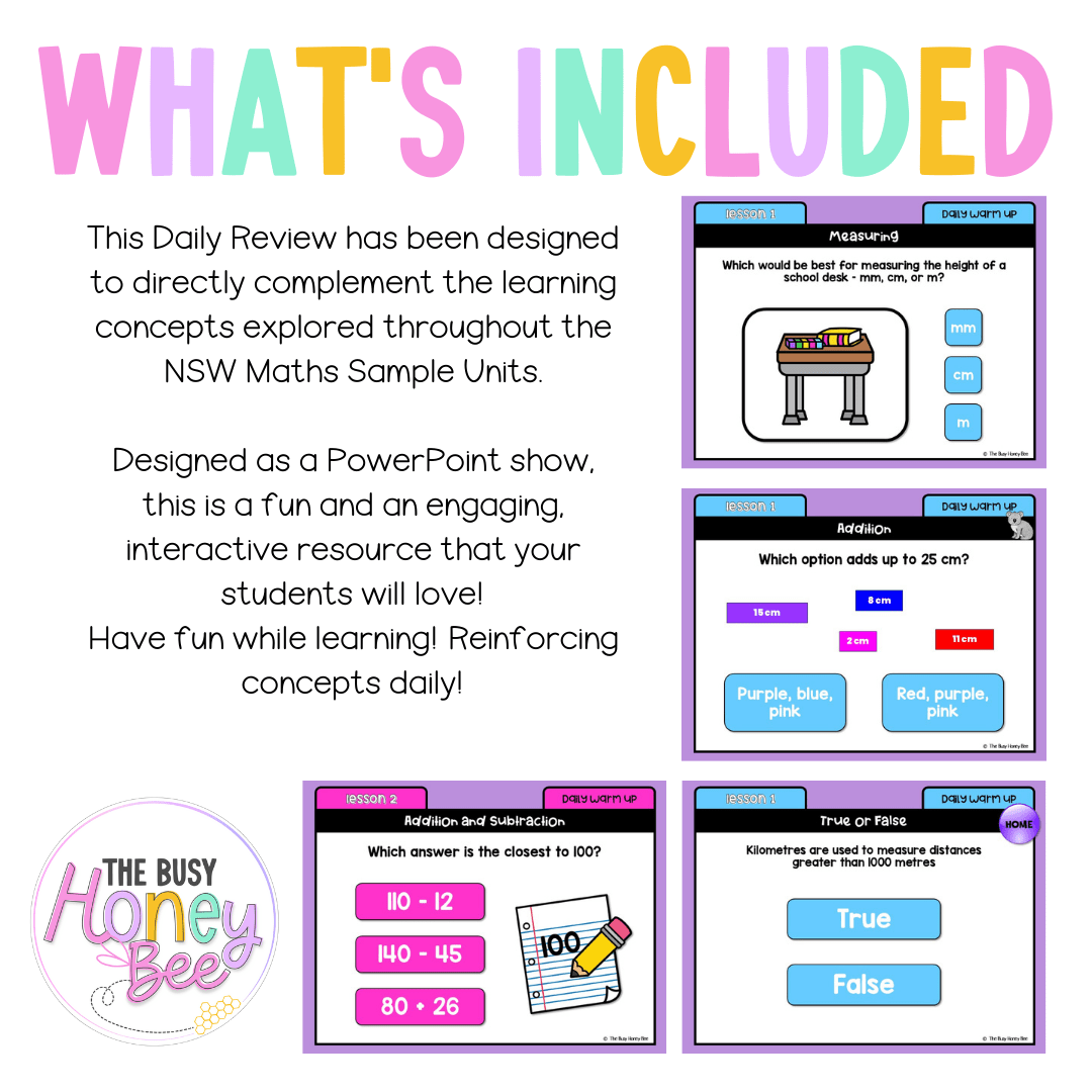 Multi Age 3-6 Year A Australian | NSW Math Daily Review | Warm-Up Unit 3 -