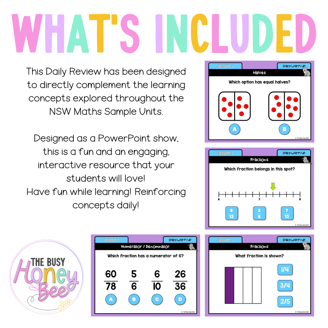 Multi Age 3-6 Year A Australian | NSW Math Daily Review | Warm-Up Unit 4 -