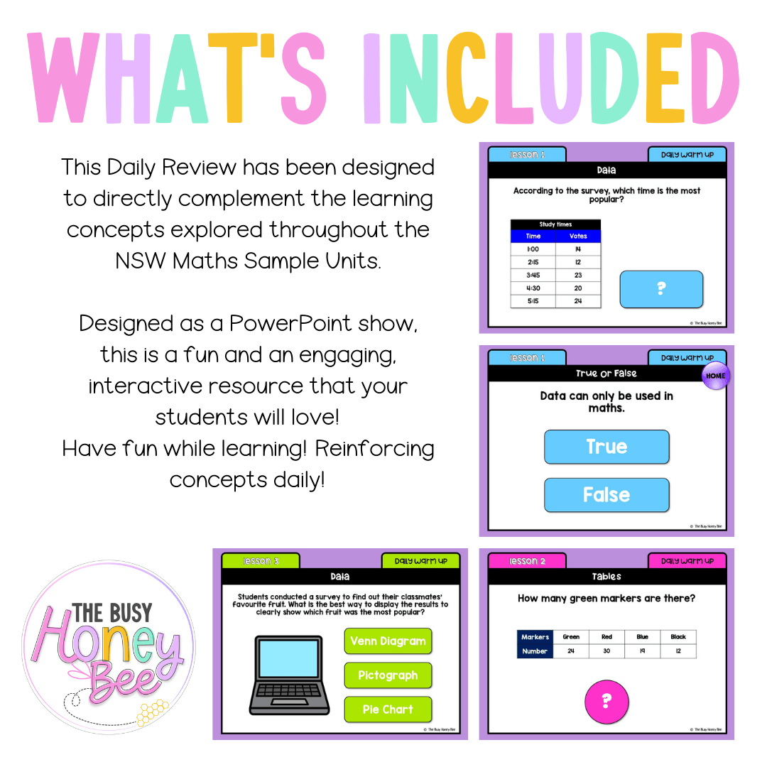 Multi Age 3-6 Year A Australian | NSW Math Daily Review | Warm-Up Unit 5 -