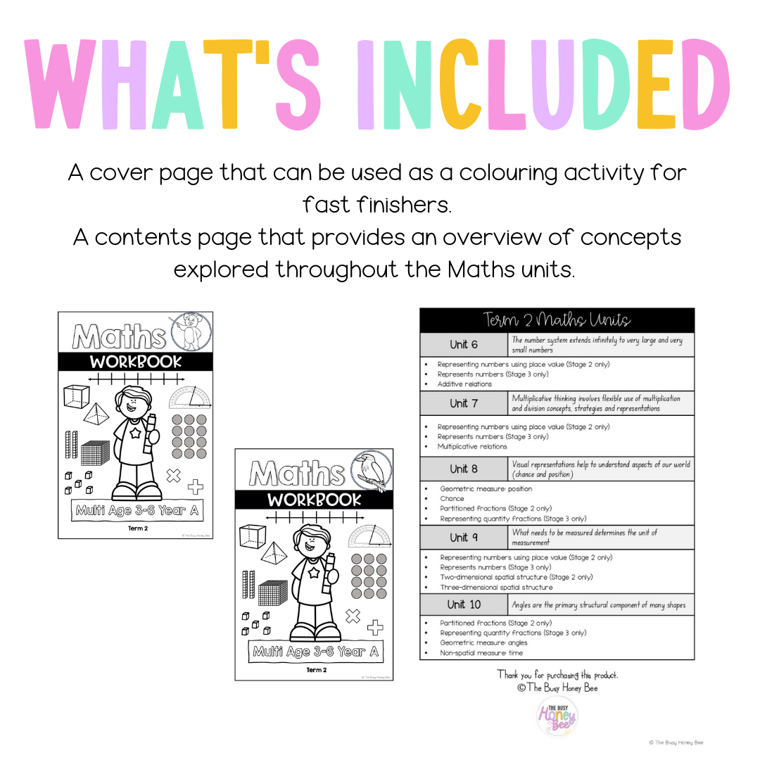 Multi Age 3-6 Year A NSW Maths Workbook Term 2 - Workbook | Worksheets