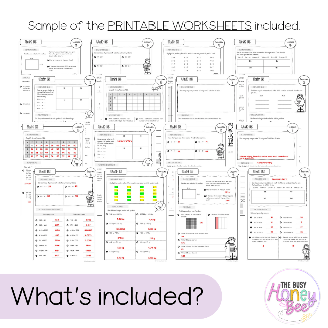 Multi Age 3-6 Year A NSW Maths Worksheets Unit 15 - Workbook | Worksheets