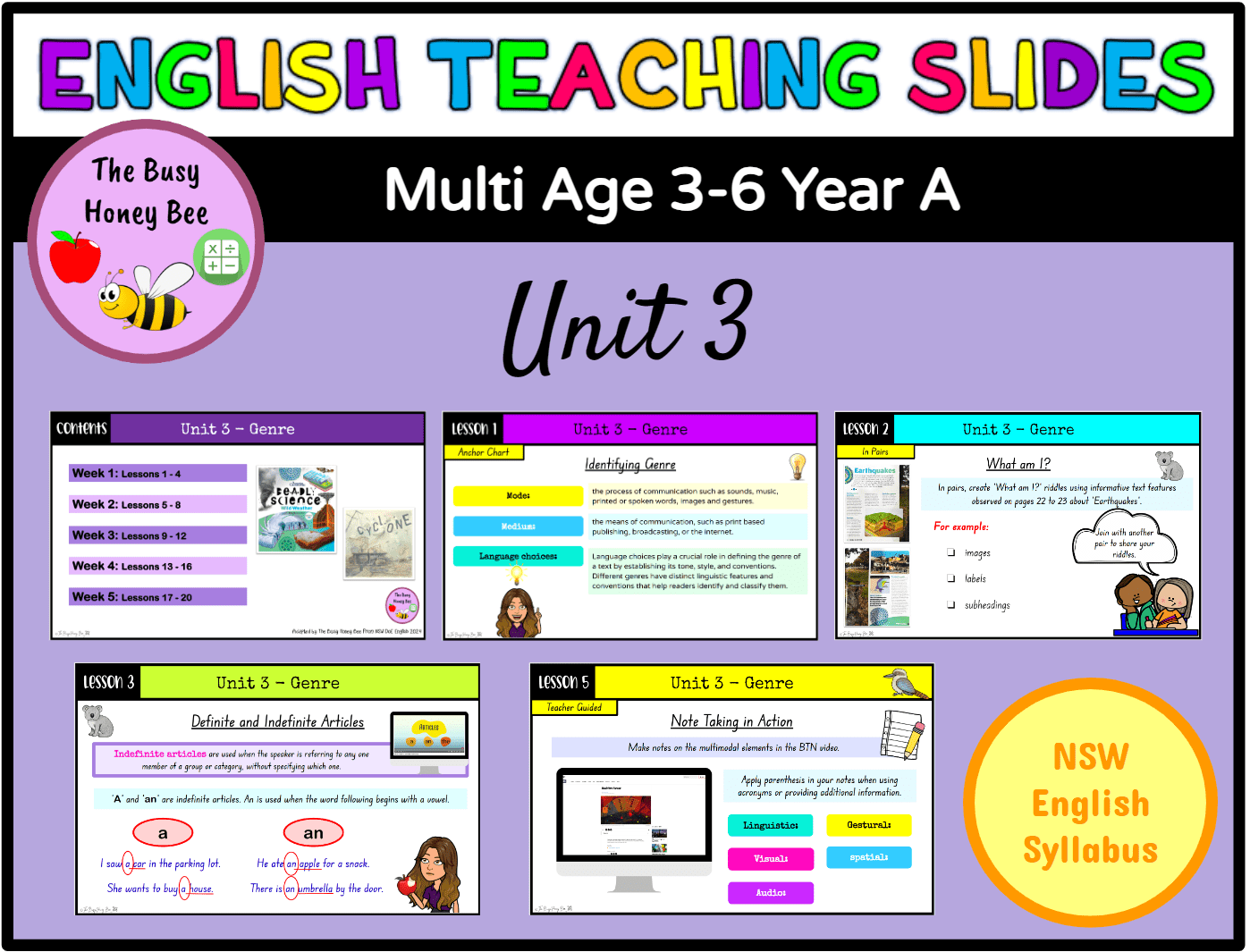 Multi Age 3-6 Year A Term 2 English Teaching Slides Mega Bundle - Teaching Slides