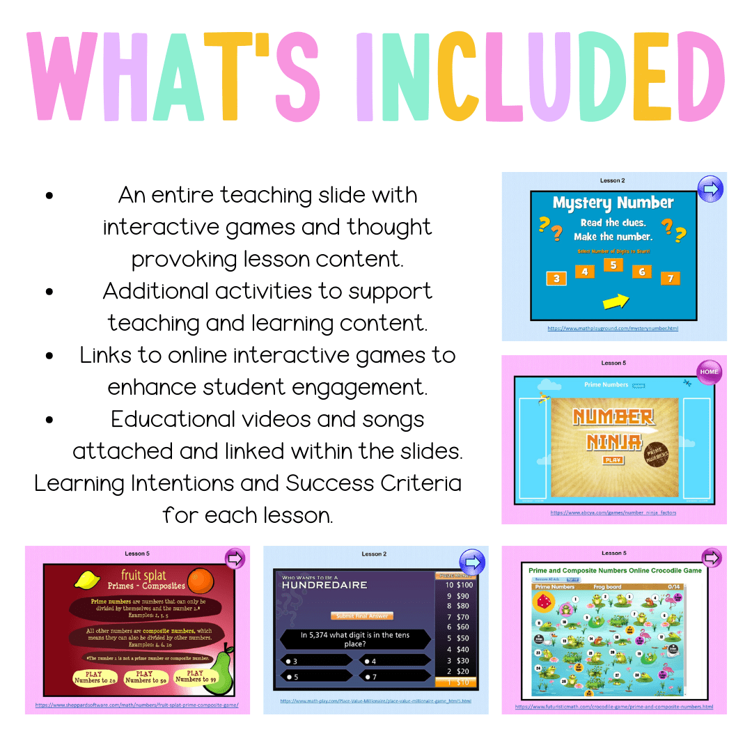 Multi Age 3-6 Year A Unit 1 NSW Maths Teaching Slides - Zip Folder: Smart Notebook, PowerPoint, Google Slide Compatible