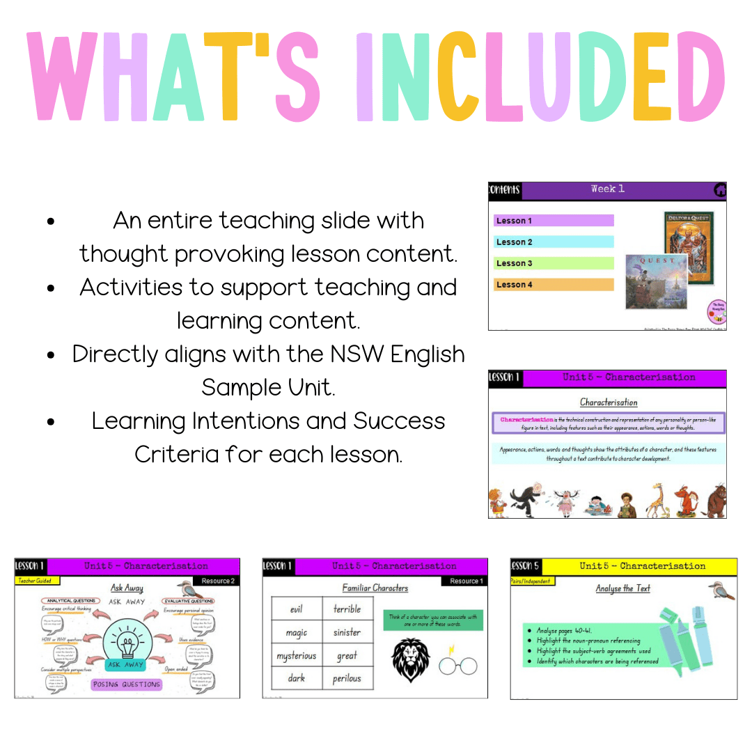 Multi Age 3-6 Year A Unit 5 NSW Characterization English Teaching Slides - Teaching Slides