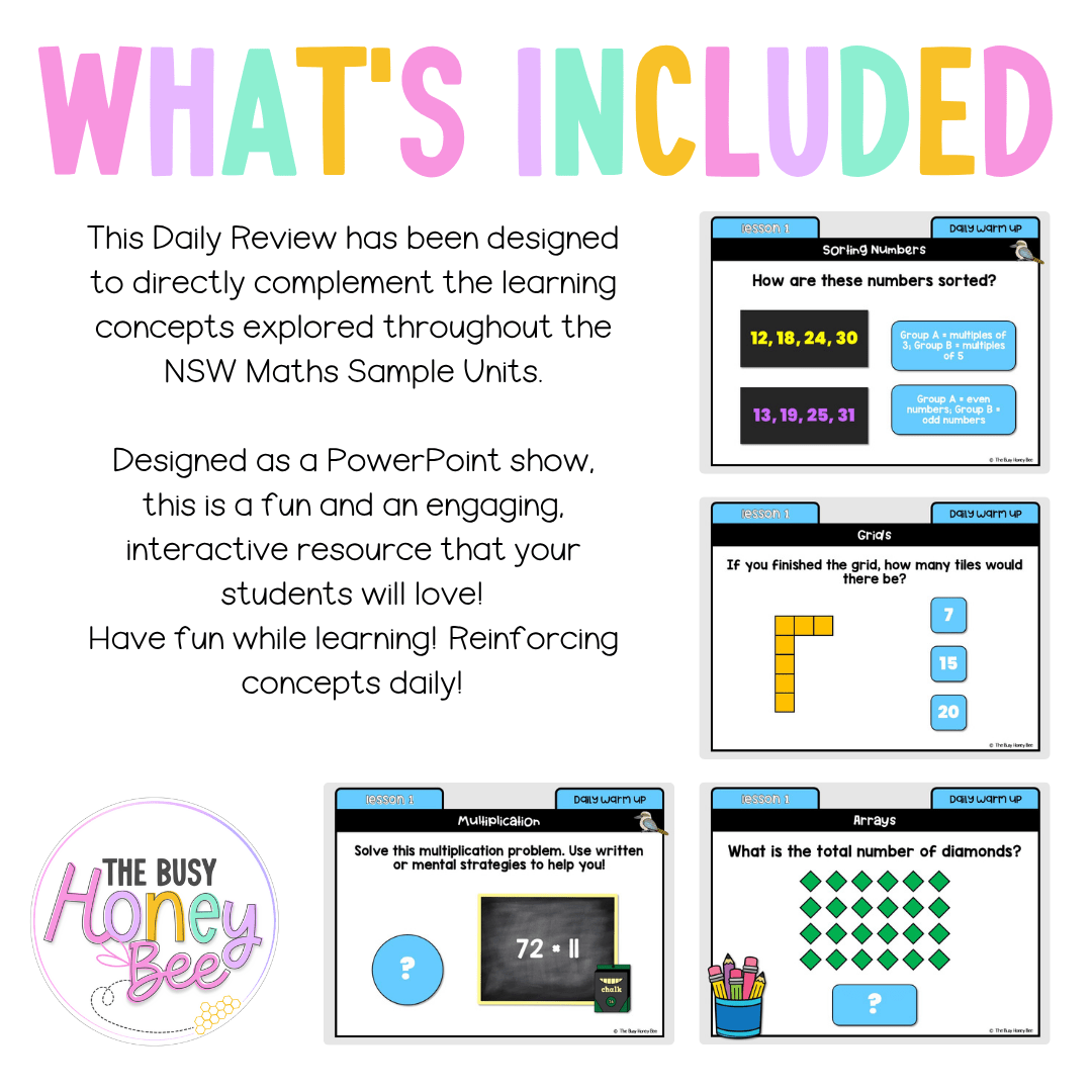 Multi Age 3-6 Year B Australian | NSW Math Daily Review | Warm-Up Unit 17 - Warm Up | Revision