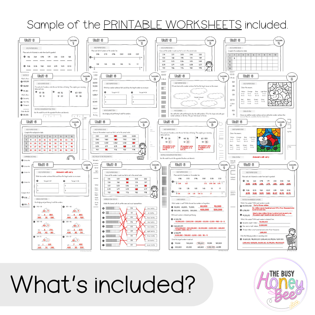 Multi Age 3-6 Year B NSW Maths Worksheets Unit 6 - Workbook | Worksheets