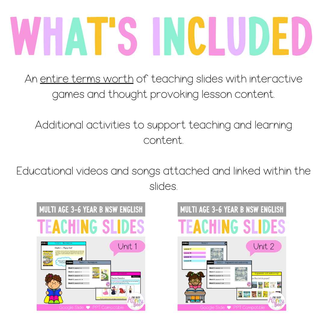 Multi Age 3-6 Year B Term 1 English Teaching Slides Mega Bundle - Teaching Slides
