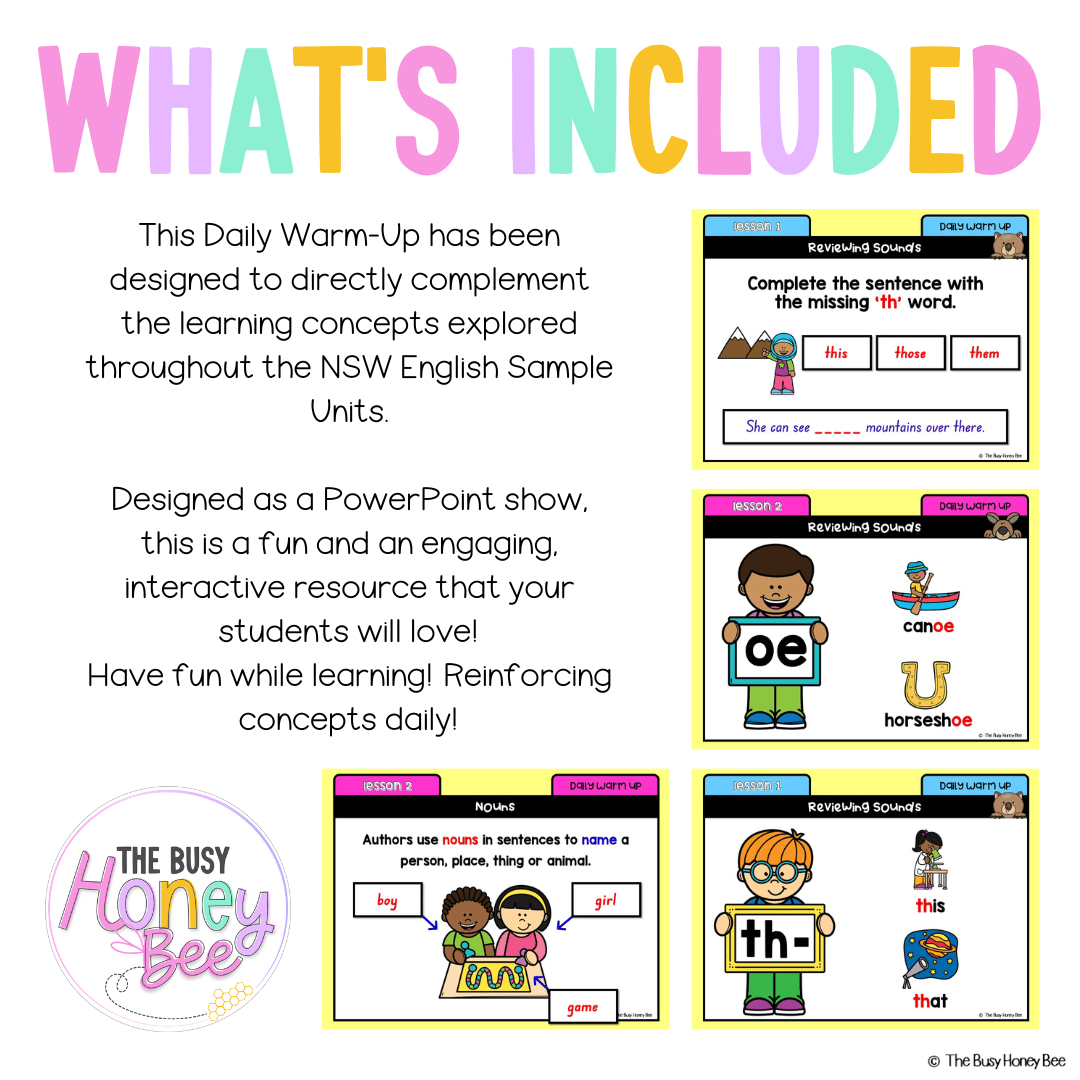 Multi Age K-2 Year A Australian | NSW English Daily Review | Warm-Up Unit 10 - Warm Up | Revision