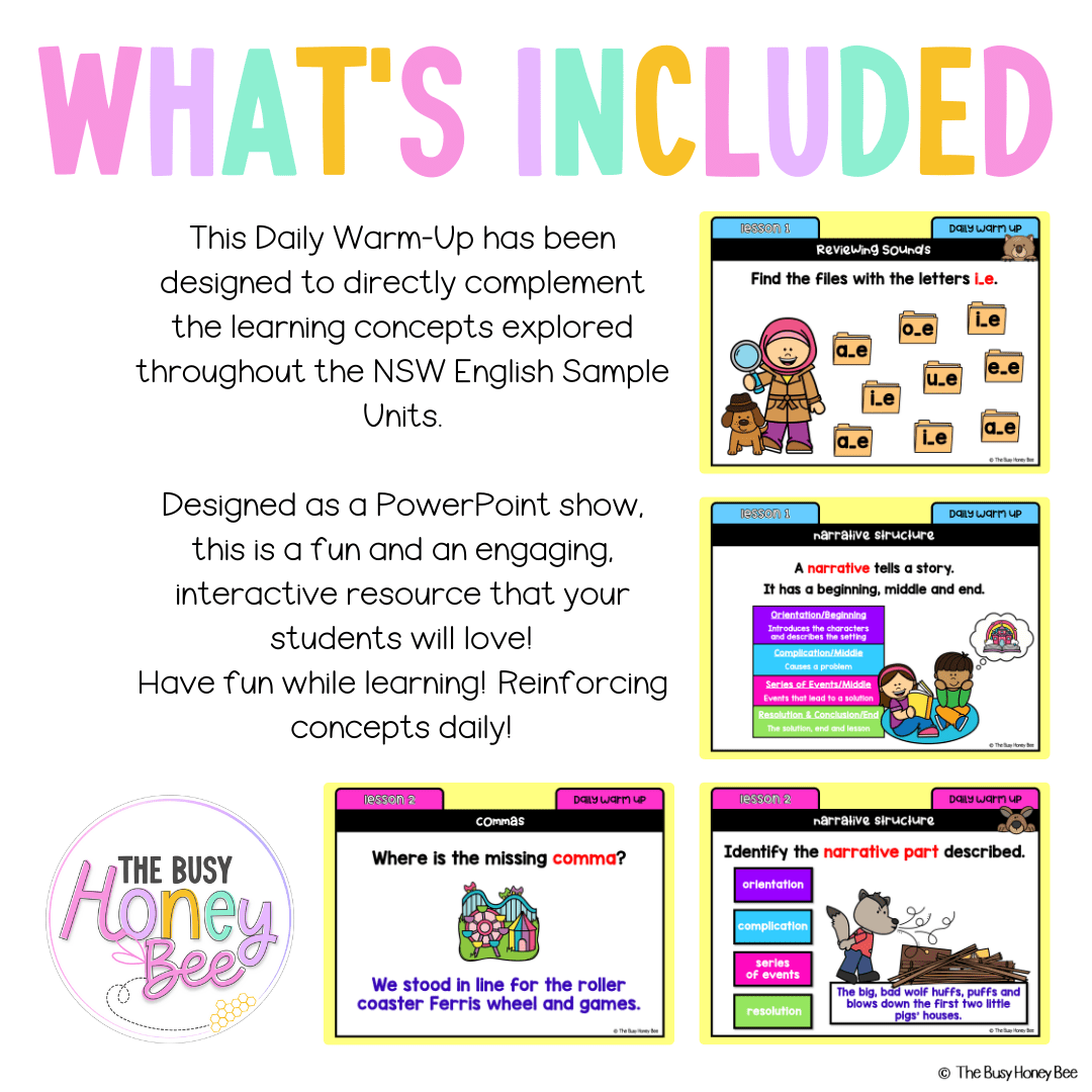 Multi Age K-2 Year A Australian | NSW English Daily Review | Warm-Up Unit 14 - Warm Up | Revision