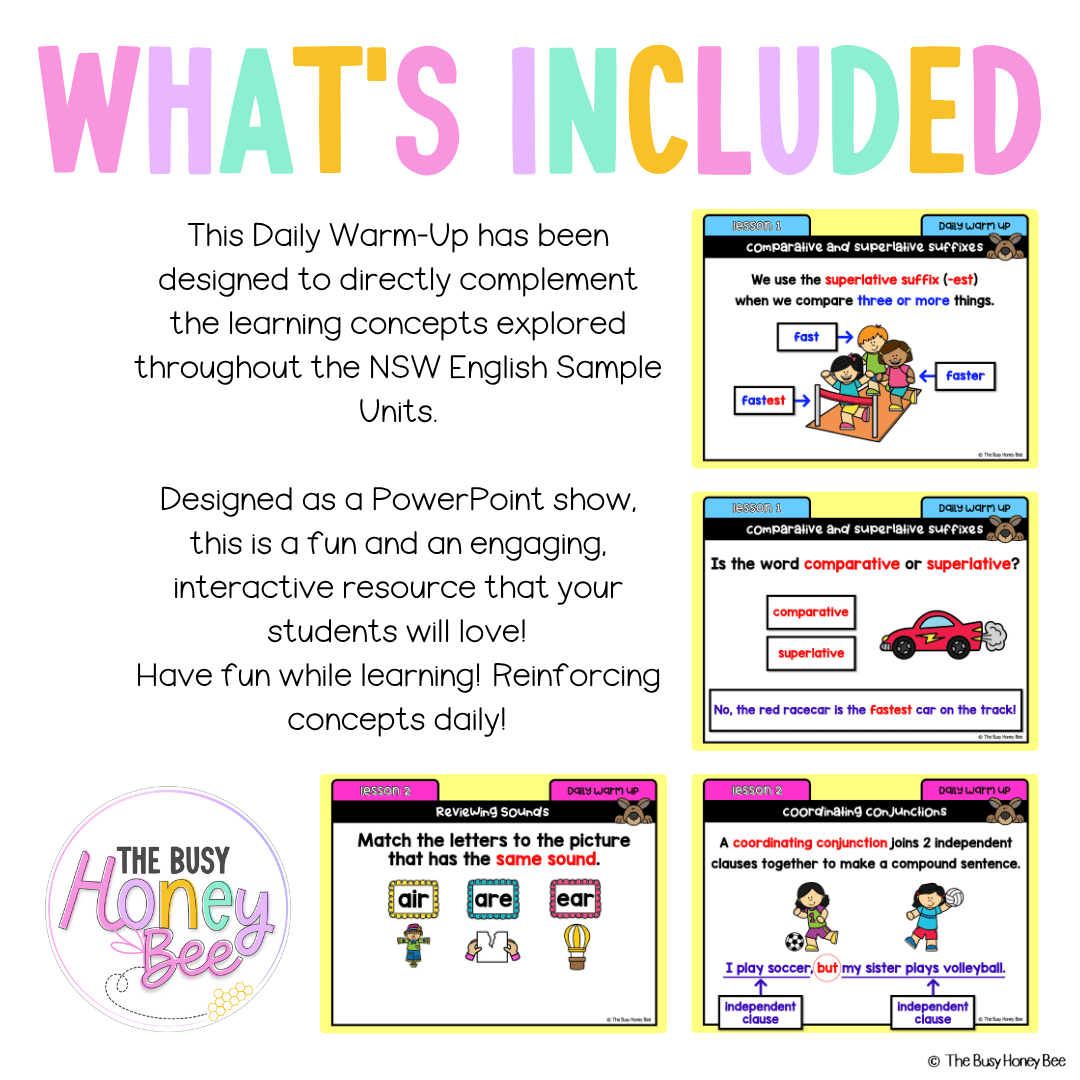 Multi Age K-2 Year A Australian | NSW English Daily Review | Warm-Up Unit 17 - Warm Up | Revision