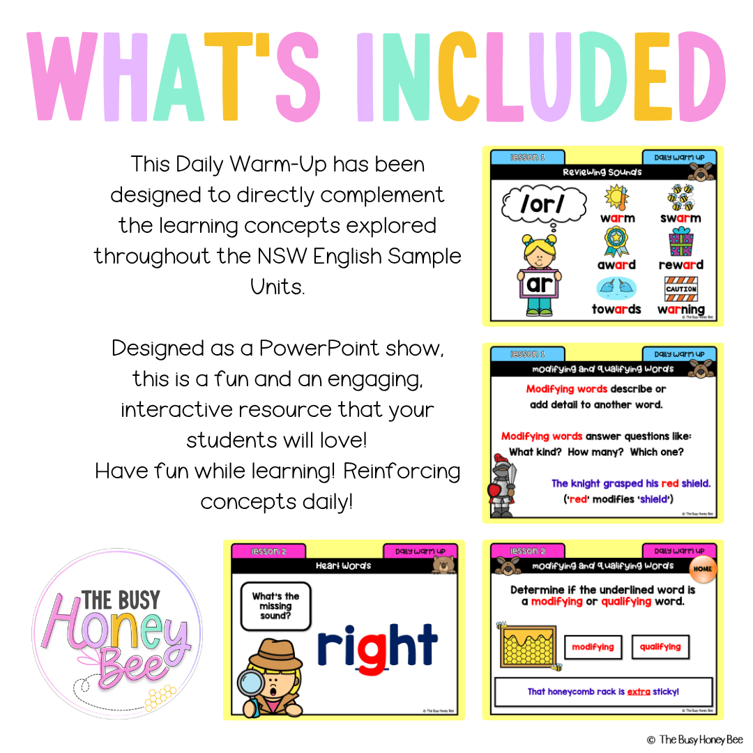 Multi Age K-2 Year A Australian | NSW English Daily Review | Warm-Up Unit 18 - Warm Up | Revision