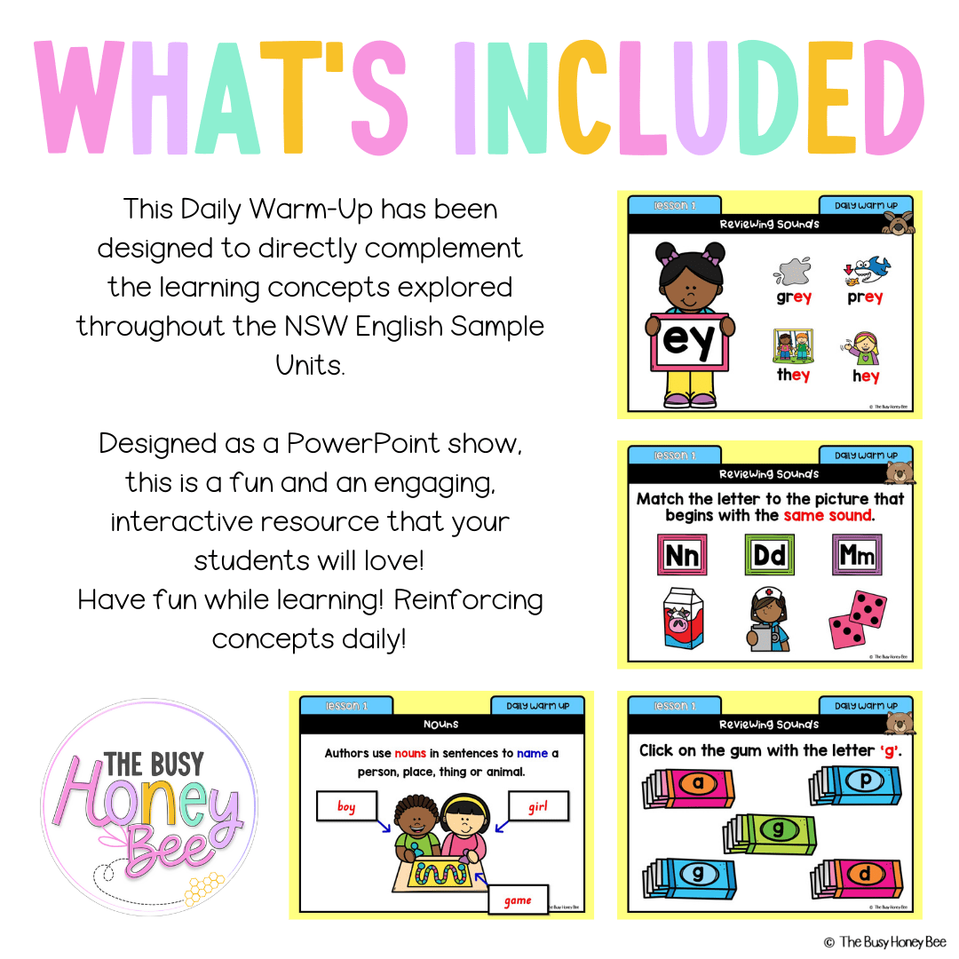 Multi Age K-2 Year A Australian | NSW English Daily Review | Warm-Up Unit 3 - Warm Ups | Revision