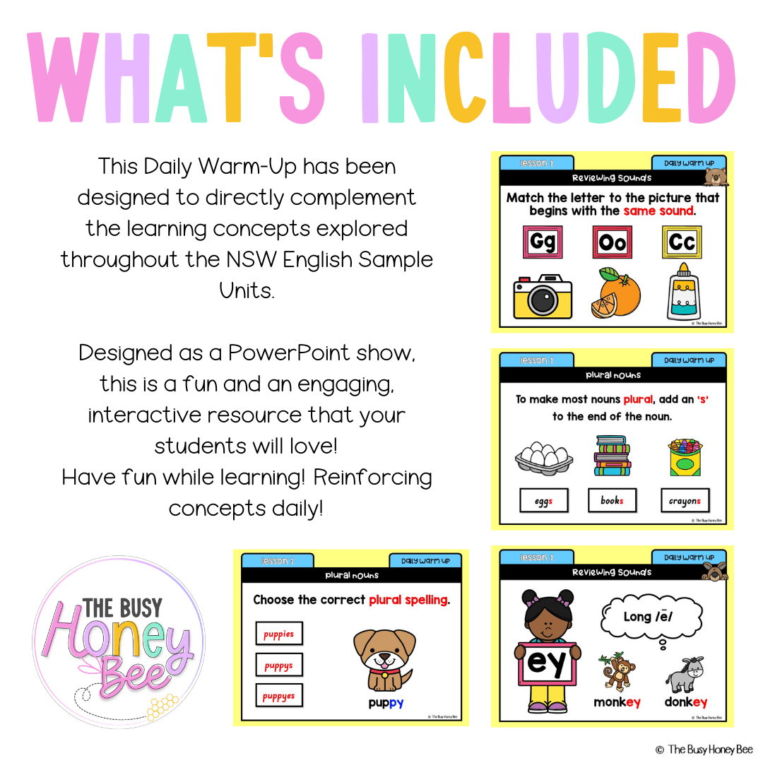 Multi Age K-2 Year A Australian | NSW English Daily Review | Warm-Up Unit 4 - Warm Ups | Revision