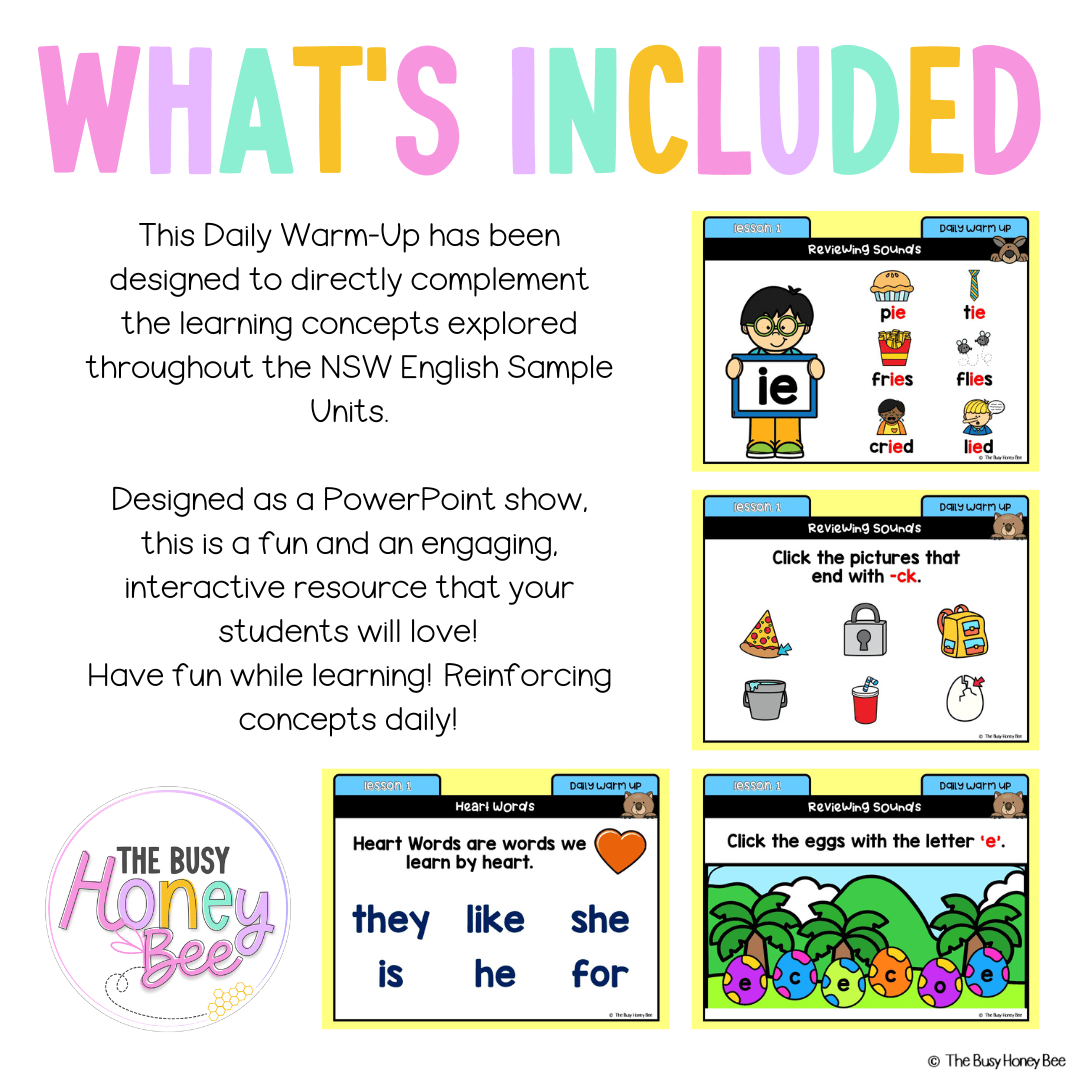 Multi Age K-2 Year A Australian | NSW English Daily Review | Warm-Up Unit 6 - Warm Ups | Revision
