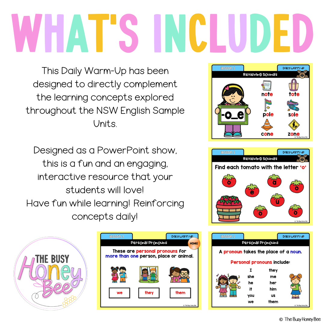 Multi Age K-2 Year A Australian | NSW English Daily Review | Warm-Up Unit 7 - Warm Ups | Revision