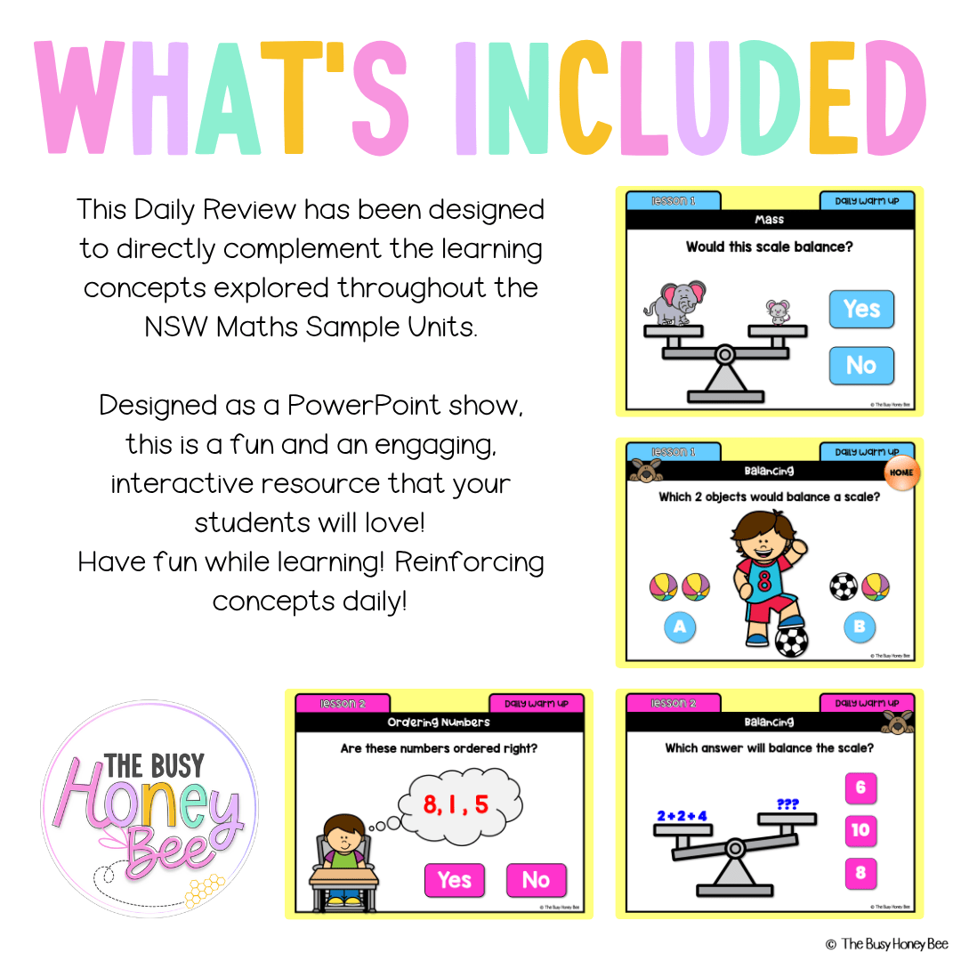 Multi Age K-2 Year A Australian | NSW Maths Daily Review | Warm-Up Unit 6 - Warm Up | Revision
