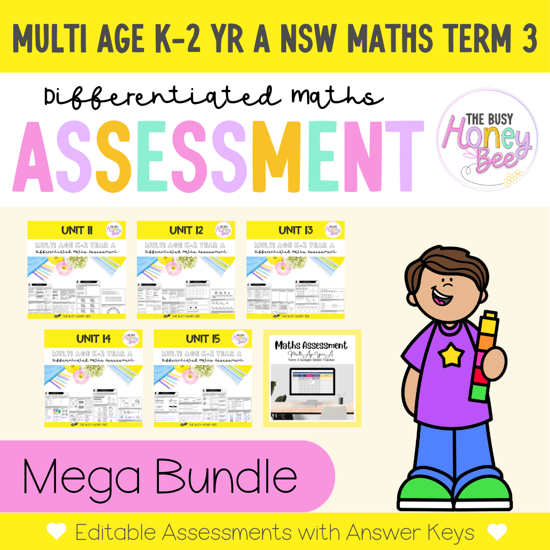 Multi Age K-2 Year A Differentiated NSW Maths Assessment Term 3 Mega B ...