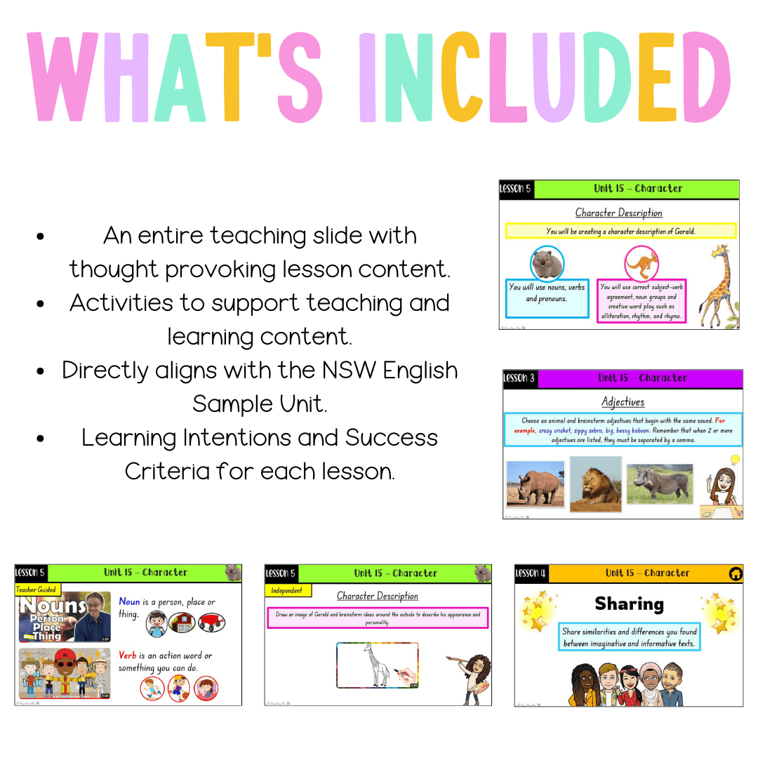 Multi Age K-2 Year A Unit 15 NSW Character English Teaching Slides - Teaching Slides