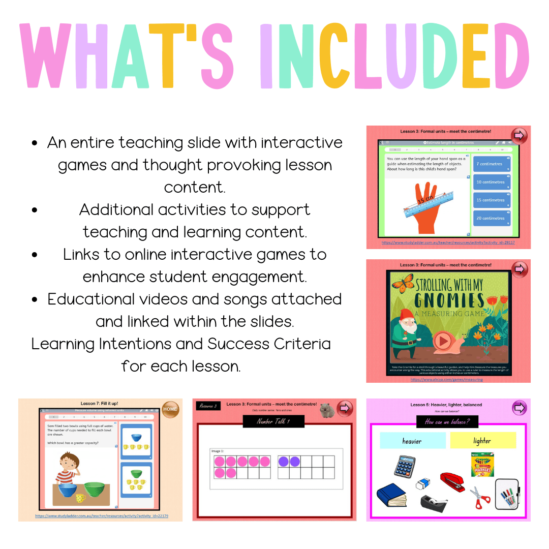 Multi Age K-2 Year A Unit 17 NSW Maths Teaching Slides - Zip Folder: Smart Notebook, PowerPoint, Google Slide Compatible