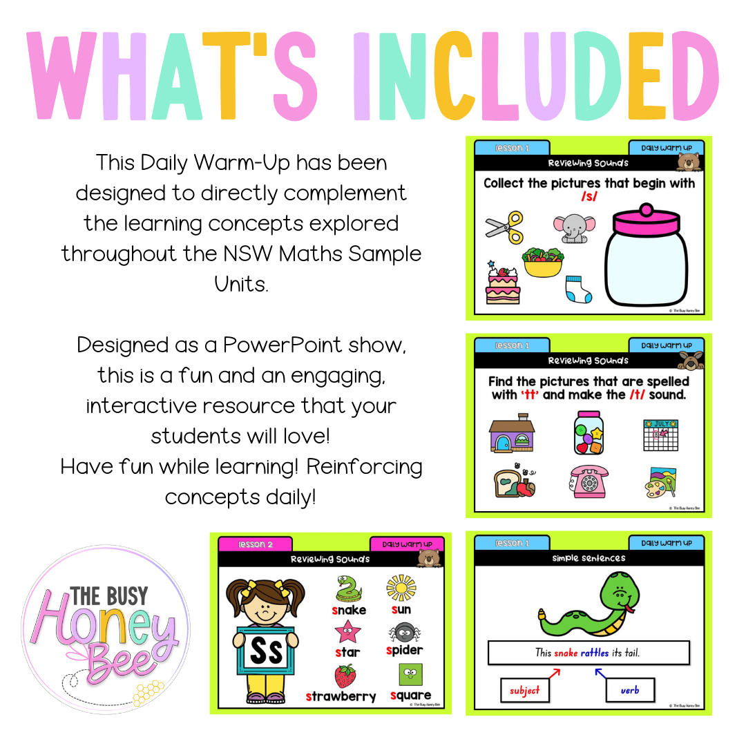 Multi Age K-2 Year B Australian | NSW English Daily Review | Warm-Up Unit 1 - Warm Ups | Revision