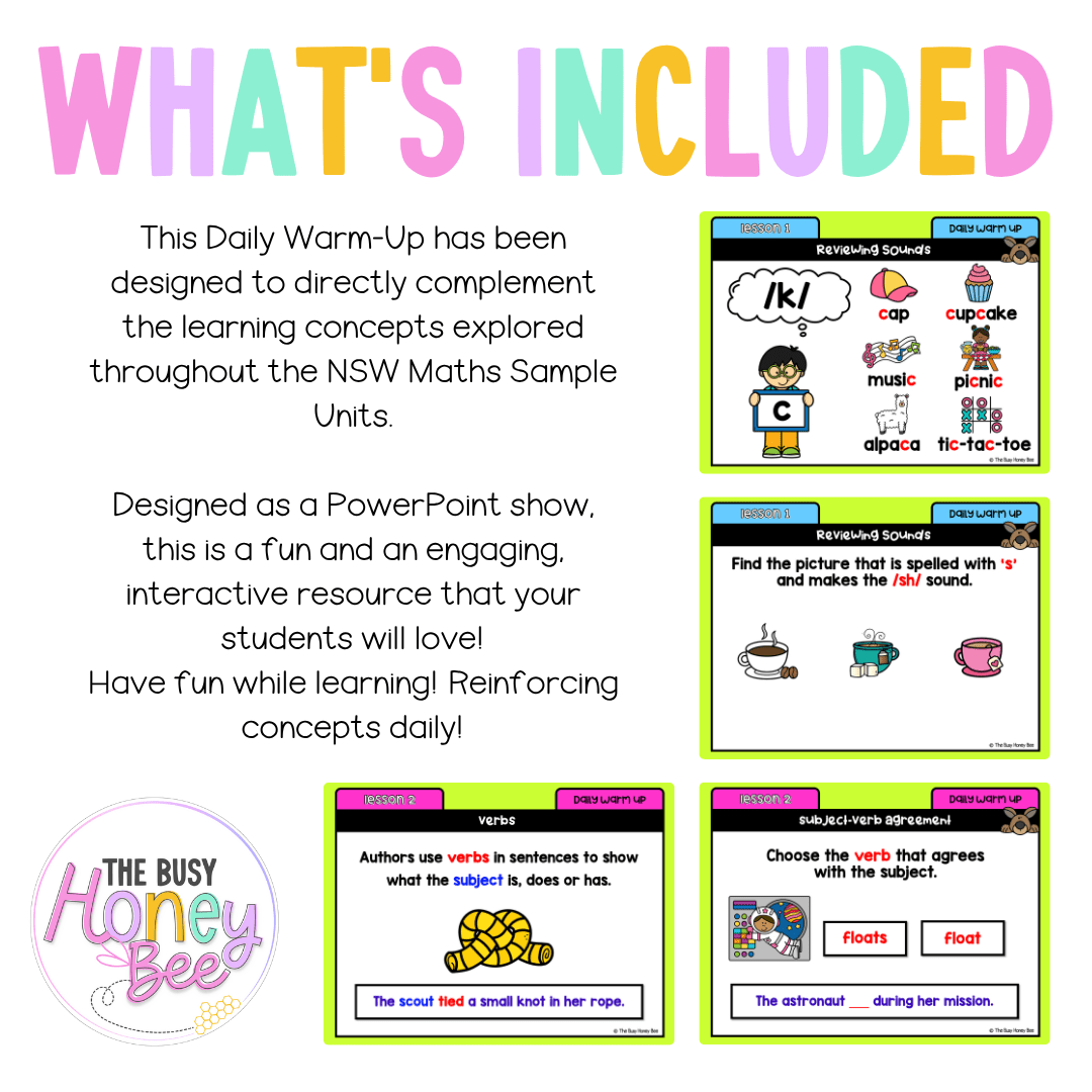 Multi Age K-2 Year B Australian | NSW English Daily Review | Warm-Up Unit 12 - Warm Up | Revision