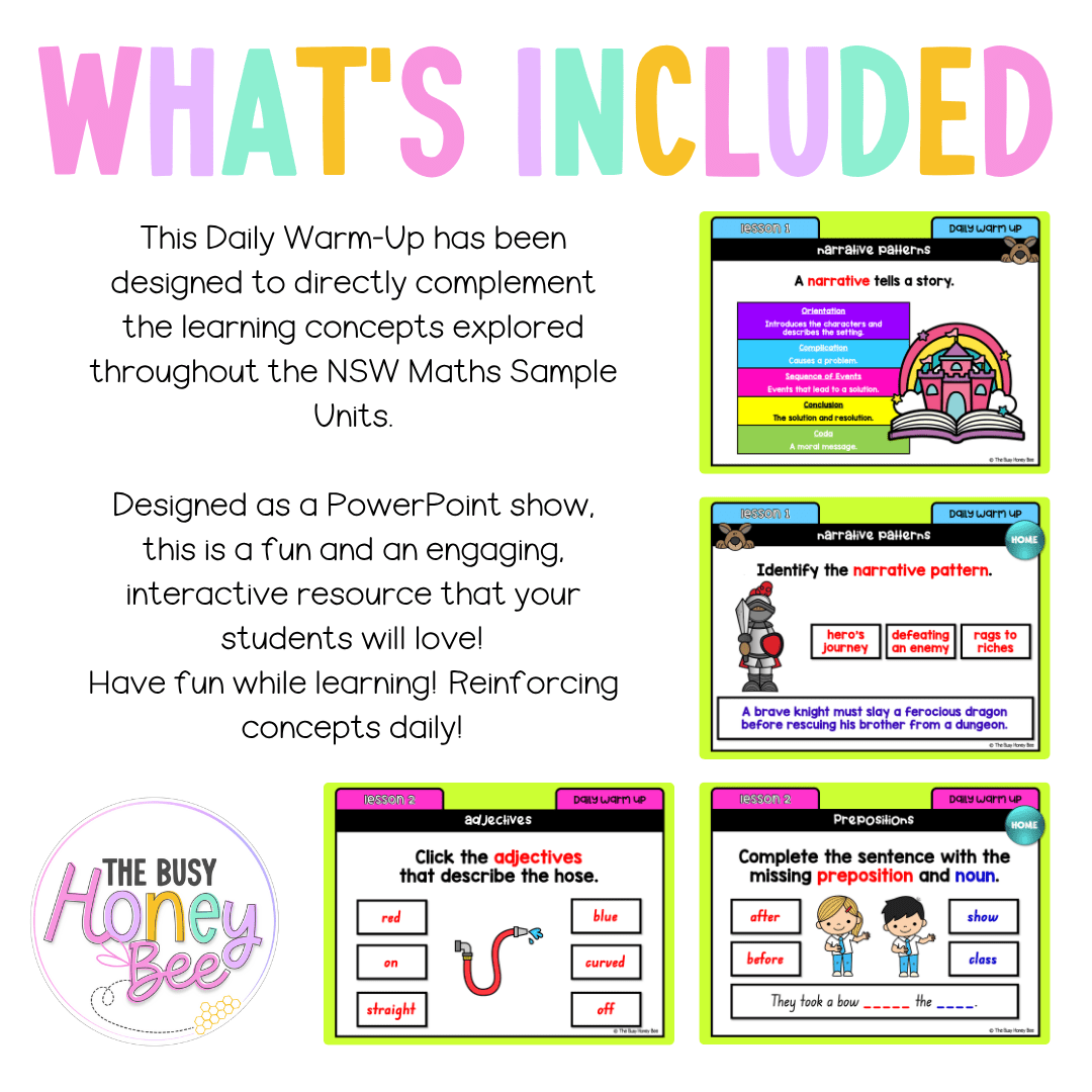 Multi Age K-2 Year B Australian | NSW English Daily Review | Warm-Up Unit 14 - Warm Up | Revision