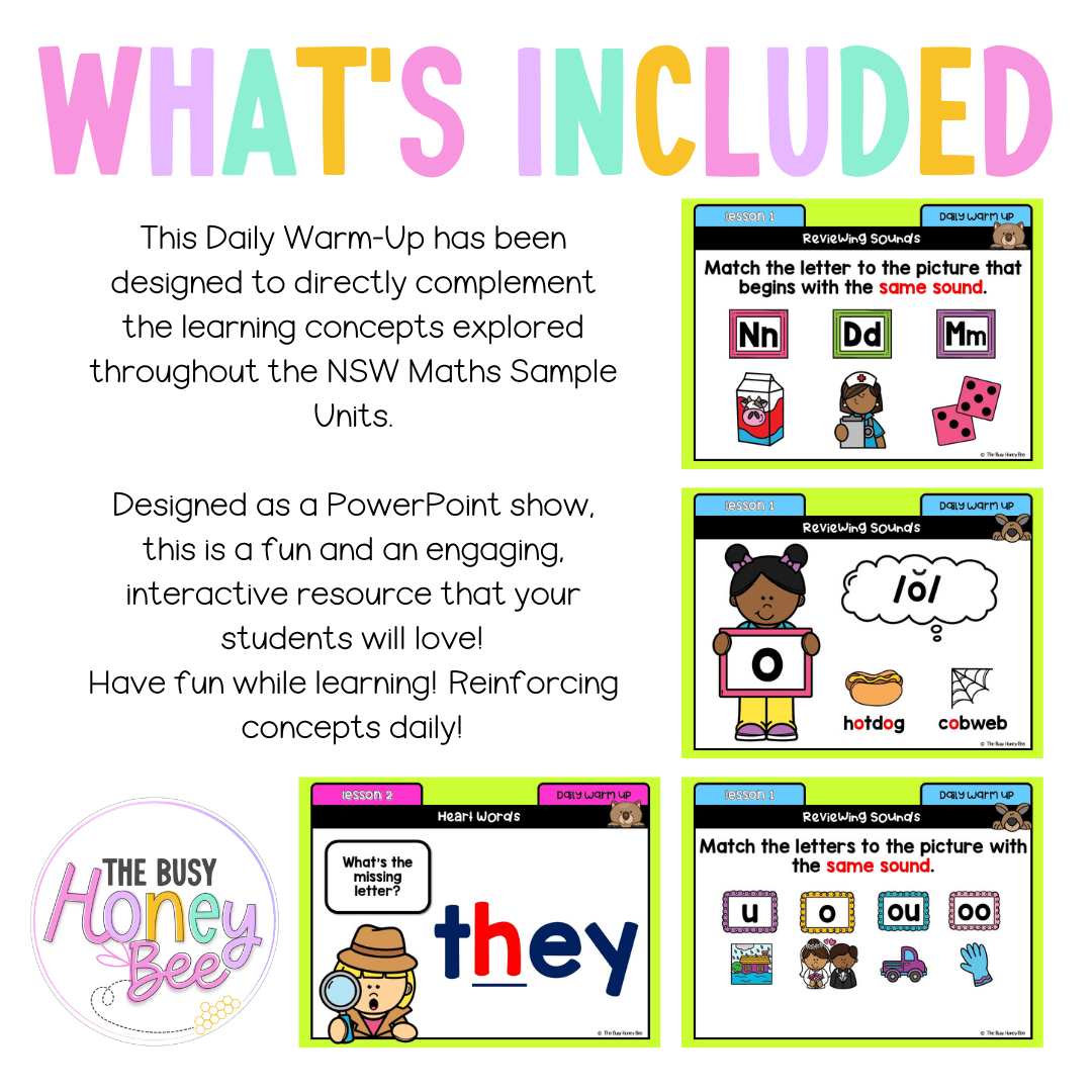 Multi Age K-2 Year B  Australian | NSW English Daily Review | Warm-Up Unit 3 - Warm Ups | Revision